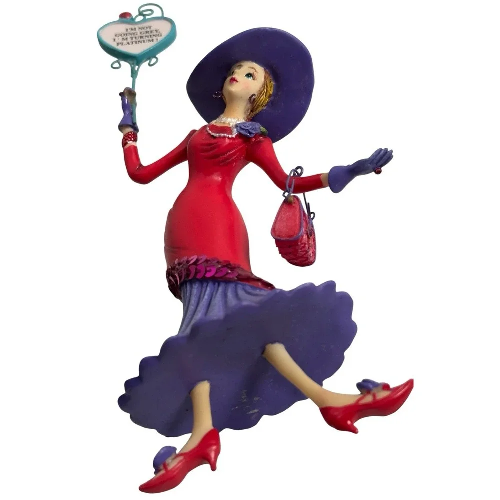 Red Hat Society Ornament I'm Not Going Grey Turning Platinum Hanging Figurine‎